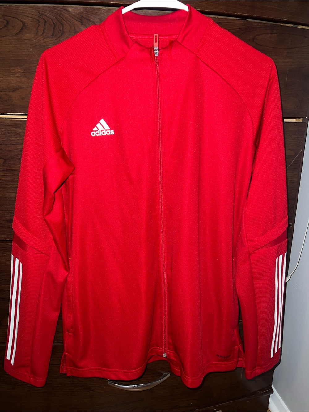 adidas Red Full-Zip Performance Track Jacket